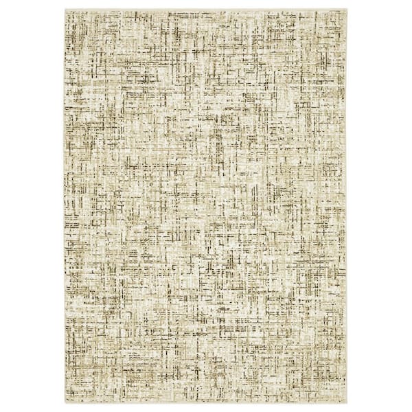 10 ft. x 13 ft. Ivory, Blue Abstract Washable Area Rug