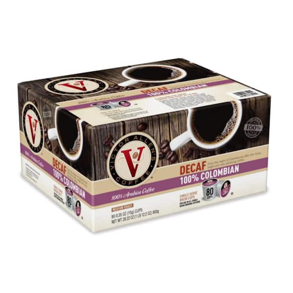 Victor Allen's Decaf 100% Colombian Coffee Medium Roast Single Serve Coffee Pods for Keurig K-Cup Brewers (80 Count)
