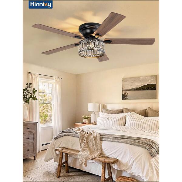 Hina　1001 HINNIXY 56 in. Smart Indoor Black Flush Mount Farmhouse