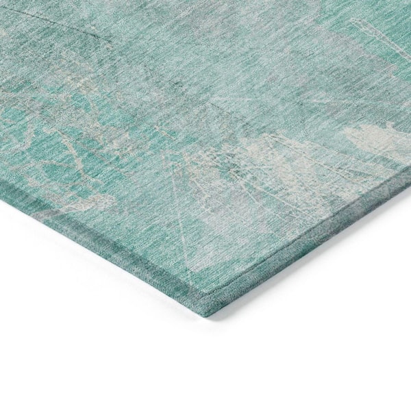 Chantille Machine Washable Indoor/Outdoor Abstract ACN1850 Teal 10 ft. x 14 ft. Accent Rug
