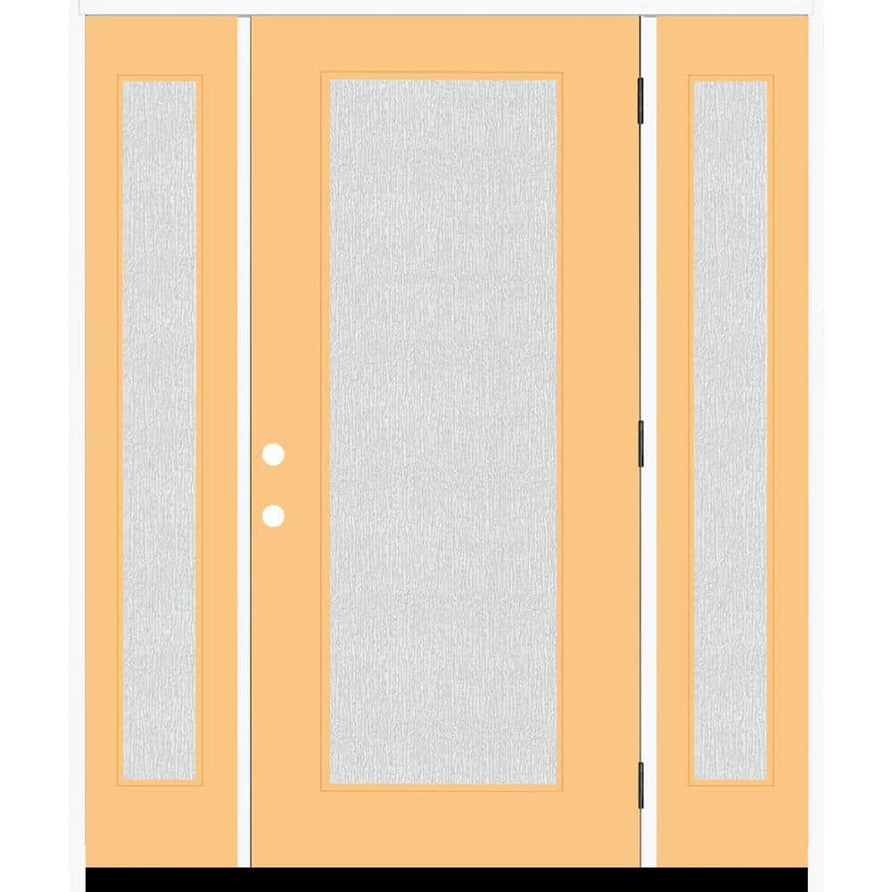 Legacy 64 in. x 80 in. Full Lite Rain Glass LHOS Primed Jackfruit Finish Fiberglass Prehung Front Door w/Dbl 12 in. SL price history on PriceWatchPro