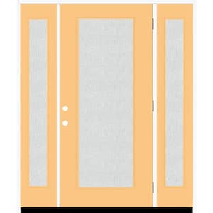 Legacy 64 in. x 80 in. Full Lite Rain Glass LHOS Primed Jackfruit Finish Fiberglass Prehung Front Door w/Dbl 12 in. SL