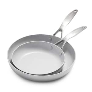 Venice Pro Tri-Ply Stainless Steel Healthy Ceramic Nonstick 2 Piece 8 in. and 10 in. Frying Pan Skillet Set