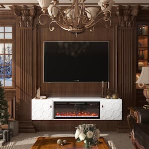 White 67 in. TV Stand Fits TV's up to 60 to 80 in. with 36 in. Electric Fireplace
