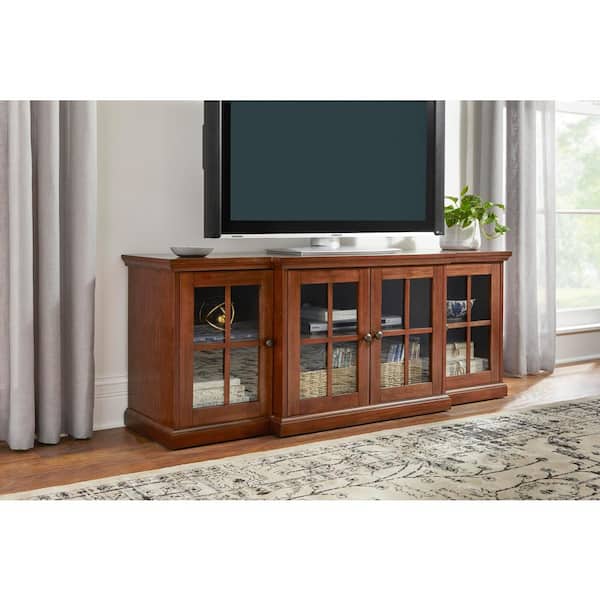 Home Decorators Collection Edenridge Walnut Brown Wood TV Stand with Glass Windowpane Doors (62 in. W x 24 in. H)