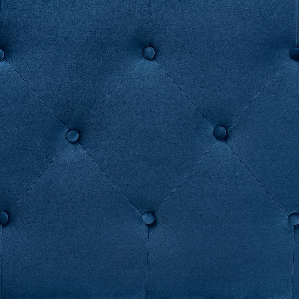 Navy Blue Velvet Tufted King Upholstered Headboard