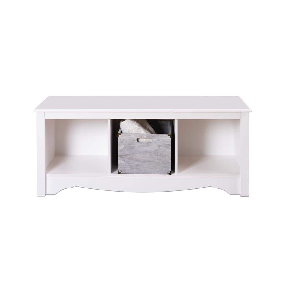Monterey Chic White Laminated Cubby Storage Bench - 54in