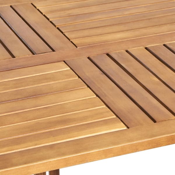 Teak Finish 59 in. Rectangular Solid Wood Outdoor Dining Table ZN