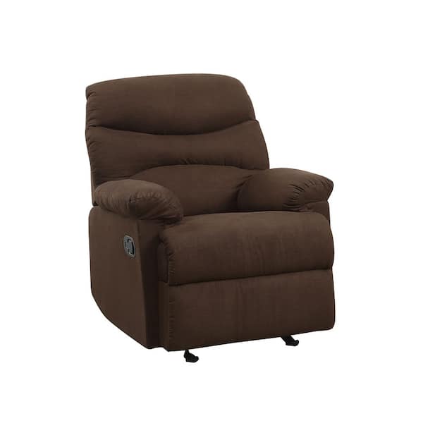 Lance Modern Chocolate Microfiber Upholstered Standard Recliner Chair with Pillow Top Arms