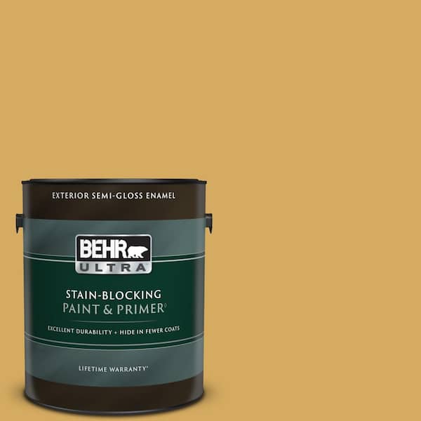 BEHR ULTRA 1 gal. #350D-5 French Pale Gold Semi-Gloss Enamel Exterior Paint & Primer