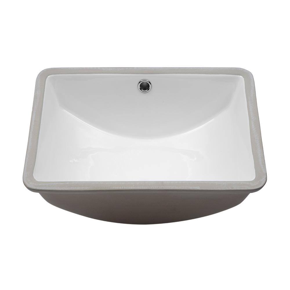 LORDEAR 18 in. Ceramic Undermount Bathroom Vessel Sink in White HUF1814 ...