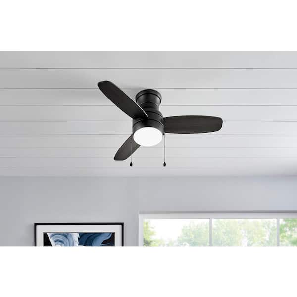 Ashby Park 44 in. White Color Changing Integrated LED Matte Black Ceiling Fan with Light Kit and 3 Reversible Blades