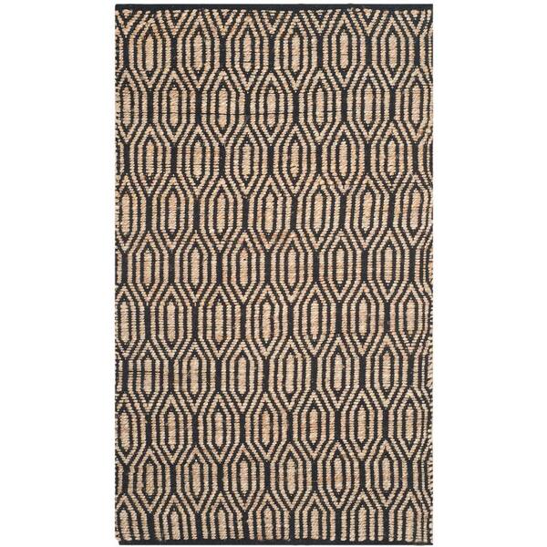 SAFAVIEH Cape Cod Black/Natural Doormat 3 ft. x 5 ft. Geometric Area Rug