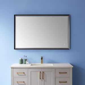 Como 48 in. W x 30 in. H Single Framed Rectangle LED Bathroom Vanity Mirror in Black