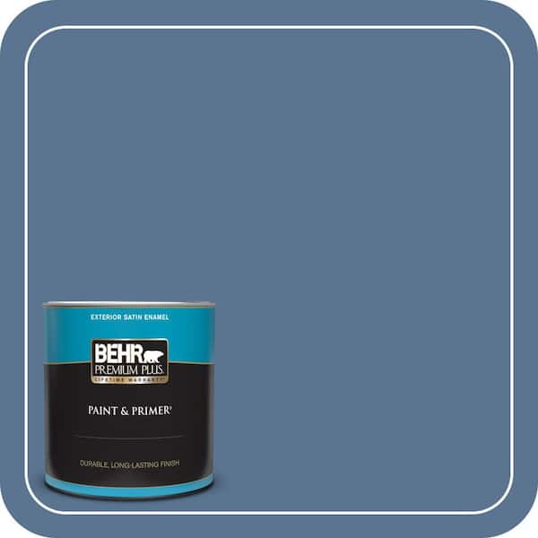 BEHR PREMIUM PLUS 1 qt. #PPU14-18 Laguna Blue Satin Enamel Exterior Paint & Primer