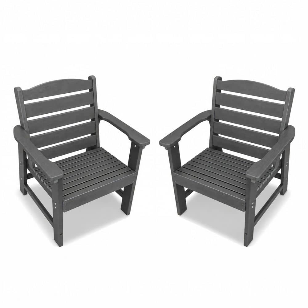 2-Piece Poly Lumber Patio Dining Chairs, Ladder Back, Durable HDPE Material, 600 lbs Weight Capacity, Gray price history on PriceWatchPro