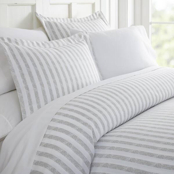 Becky Cameron Rugged Stripes Patterned Performance Light Gray Twin 3 Piece Duvet Cover Set Ieh Duv Rug Tw Lg The Home Depot - Light Grey Pattern Duvet Cover