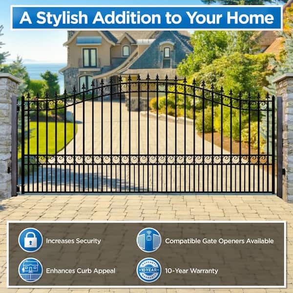 ALEKO 10-ft Single Swing Universal Battery Driveway Gate Opener Kit (Solar Compatible)