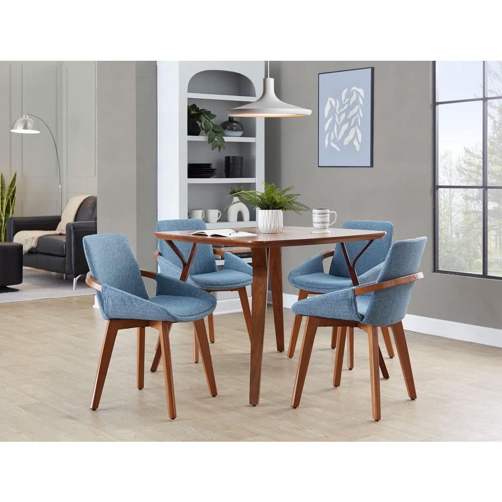 Lumisource Cosmo Walnut Bamboo and Blue Noise Fabric Chair CH