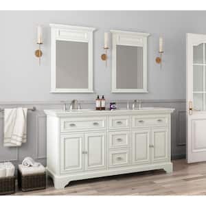 Sadie 67 in. W x 22 in. D x 35 in. H Double Sink Freestanding Vanity in Matte Pearl w/ Lightly Veined White Marble Top