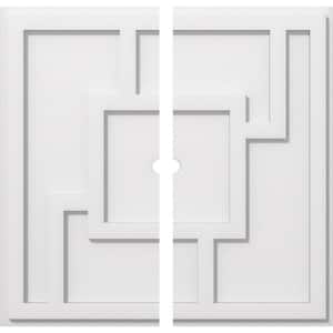 1 in. P X 7-1/2 in. C X 22 in. OD X 1 in. ID Knox Architectural Grade PVC Contemporary Ceiling Medallion, Two Piece
