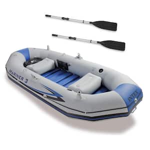 Mariner 3-Person Inflatable River/Lake Dinghy Boat and Oars Set, 68373EP