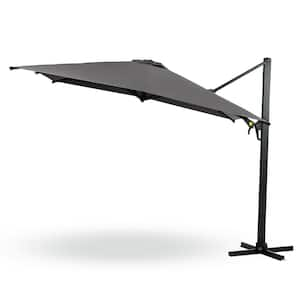 Cantilever Umbrella, 10 ft. Aluminum Cantilever Tilt Patio Umbrella in Grey, 250g Yarn-Dyed Fabric, 360° Rotation