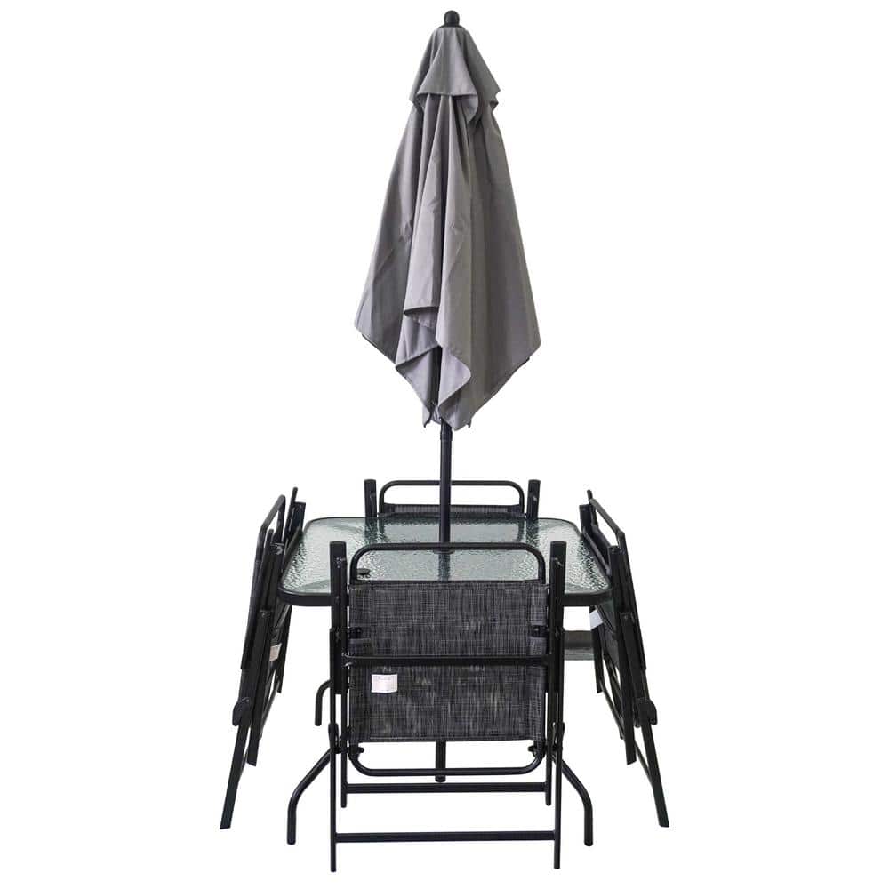 ITOPFOX Patio 5-Piece Steel Outdoor Furniture Table and