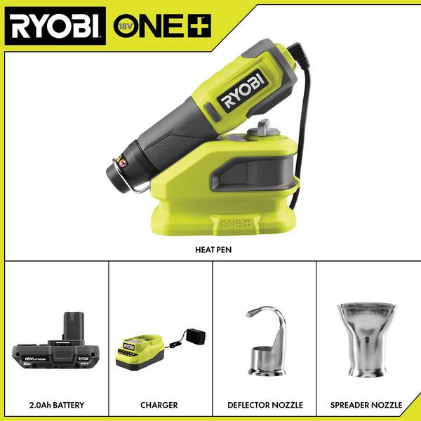 RYOBI ONE+ 18V Cordless Heat Pen Kit with 2.0 Ah Battery, Charger, and ONE+  18V 4.0 Ah Lithium-Ion Battery PCL916K1-PBP005 - The Home Depot