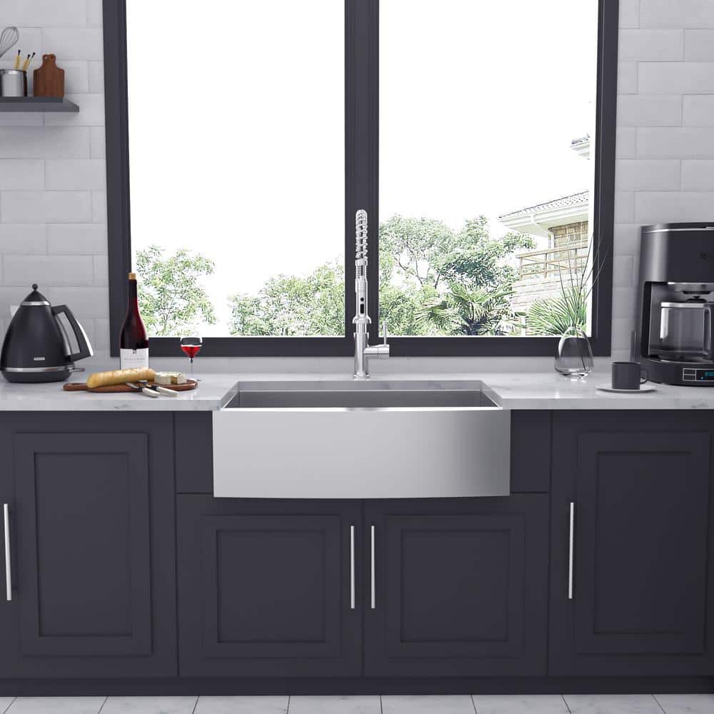 Brushed Nickel Stainless Steel Farmhouse Apron Kitchen Sink