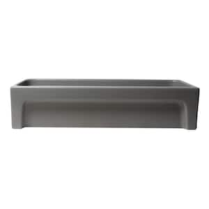 36 in. Trough Vessel Bathroom Sink in Gray Matte Fireclay