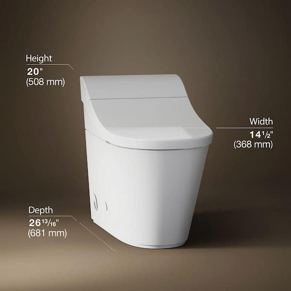 Innate 12 in. Rough In One-Piece 1.0/1.28 GPF Dual Flush Elongated Smart Bidet Toilet in White with Warm Air Drying
