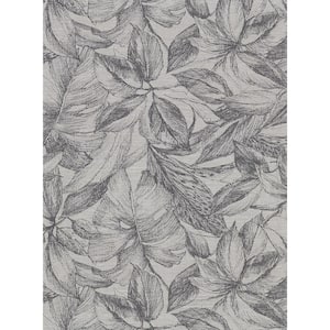 Simone Grey Tropical Grey Wallpaper Sample