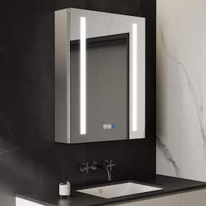 Glare 20 in. W x 26 in. H Rectangular Aluminum Recessed/Surface Mount Right Open Medicine Cabinet with Mirror LED