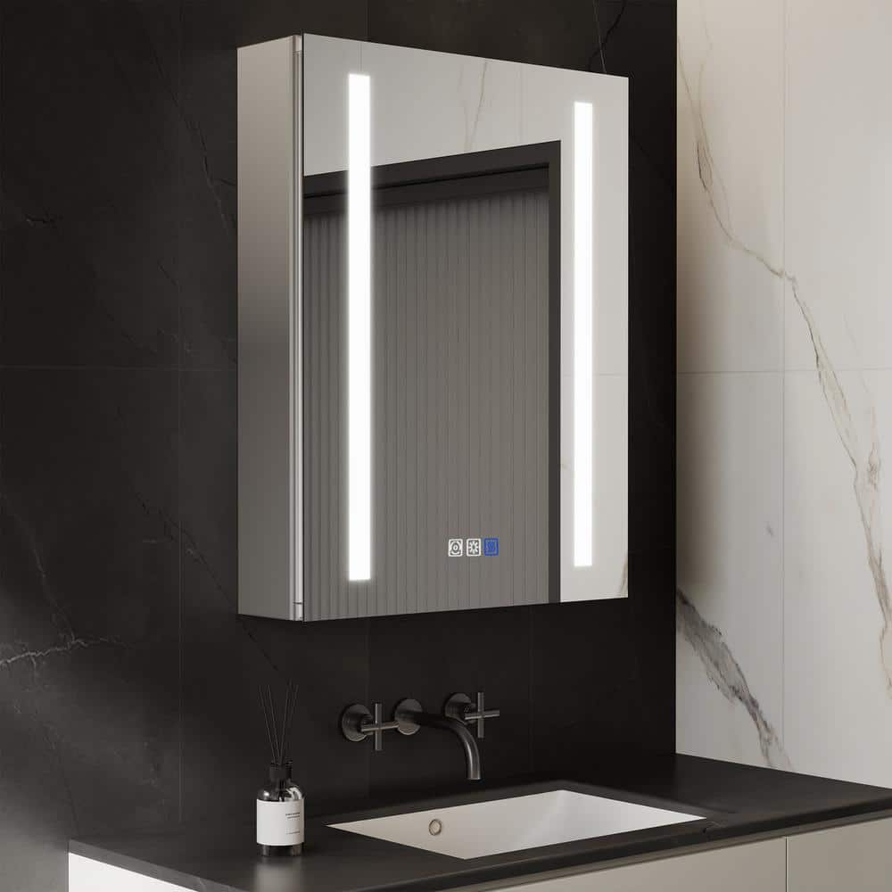 Glare 20 in. W x 26 in. H Rectangular Aluminum Recessed/Surface Mount Right Open Medicine Cabinet with Mirror LED price history on PriceWatchPro