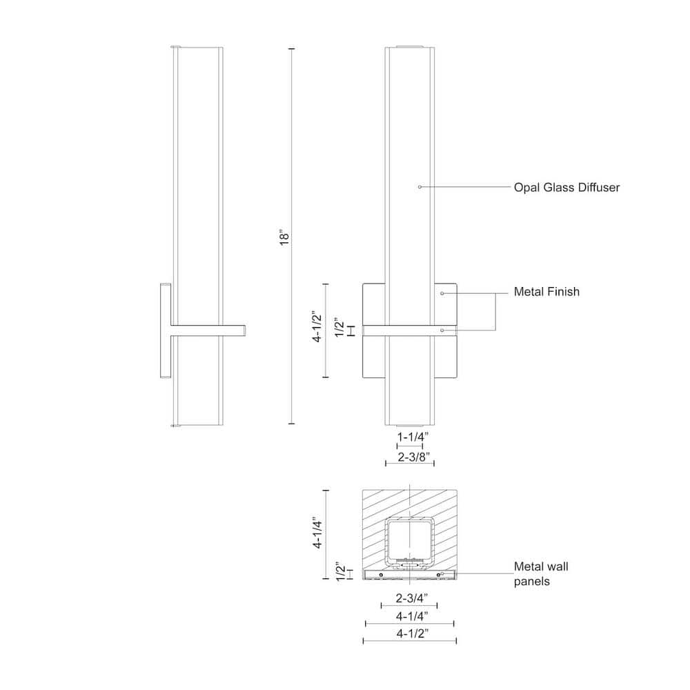Nepal Black LED Dimmable Wall Sconce, 18" Height