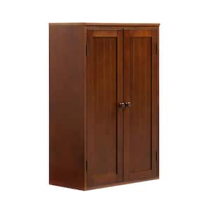 23.25 in. W x 12.00 in. D x 36.00 in. H Walnut Brown Linen Cabinet with Adjustable Shelf and Double Door