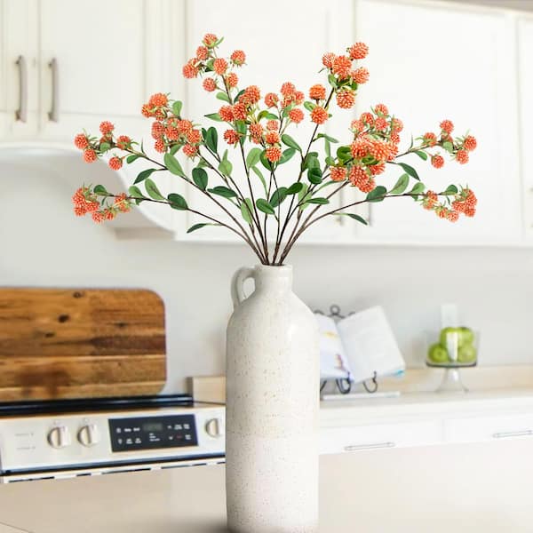 30 in. Orange Artificial Wild Berry Filler Flower Stem Spray (Set of 4)