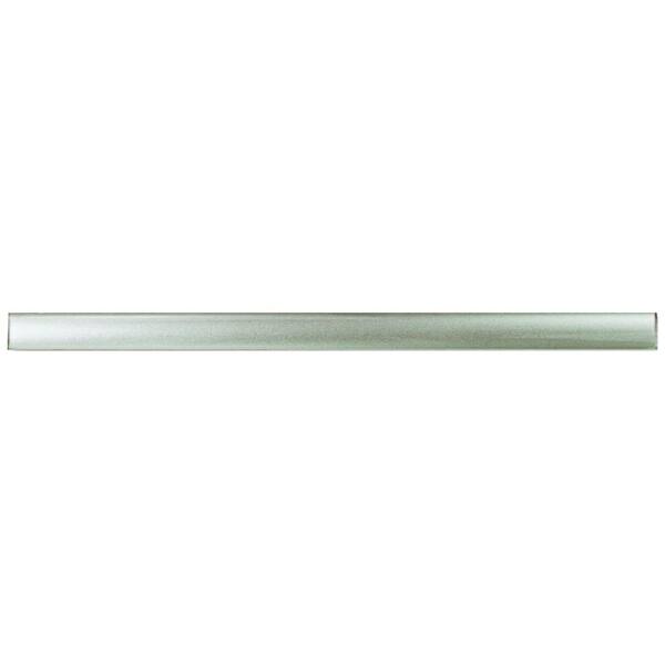 Merola Tile Glasstello Pearl Silver 5/8 in. x 11-3/4 in. Glass Over Porcelain Wall Trim Tile