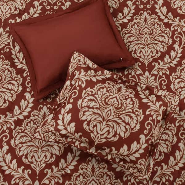QUEEN STREET NEW YORK Lazia Red Polyester King/Cal King 3-Pieces