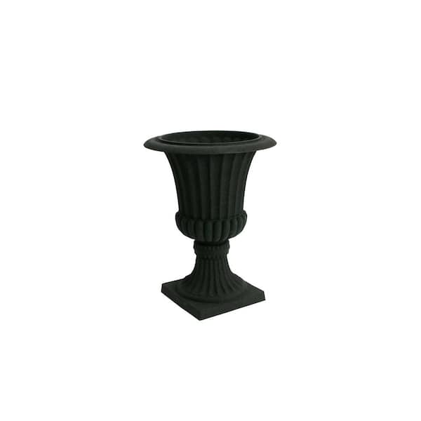 Algreen 16.25 in. D x 21.25 in. H Black Stucco Plastic Rustic Urn