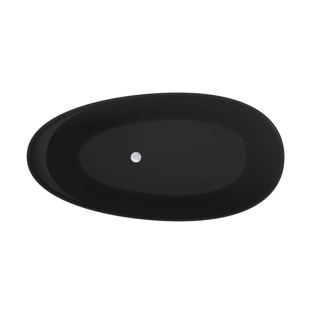 Matte Black 67'' Freestanding Oval Soaking Bathtub