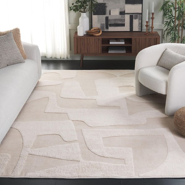 Casablanca Ivory 10 ft. x 14 ft. Geometric High-Low Area Rug