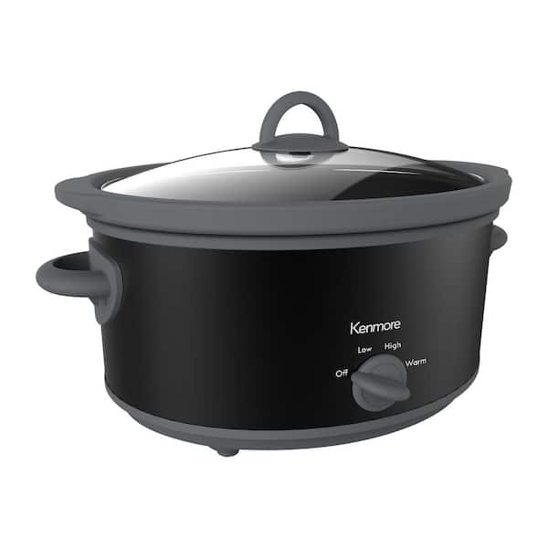 KENMORE Kenmore 5 qt (4.7L) Slow Cooker, Black and Grey, Compact Countertop  Cooking, Simple Dial Control KKSC5QB - The Home Depot