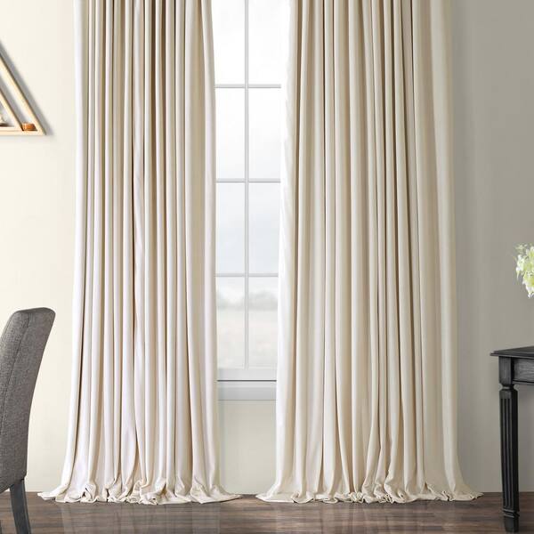 Exclusive Fabrics Furnishings Ivory Velvet Rod Pocket Blackout Curtain 100 In W X 108 L Vpch Vet1217 Exclusive Fabrics Furnishings Ivory, Color Block Curtains 108