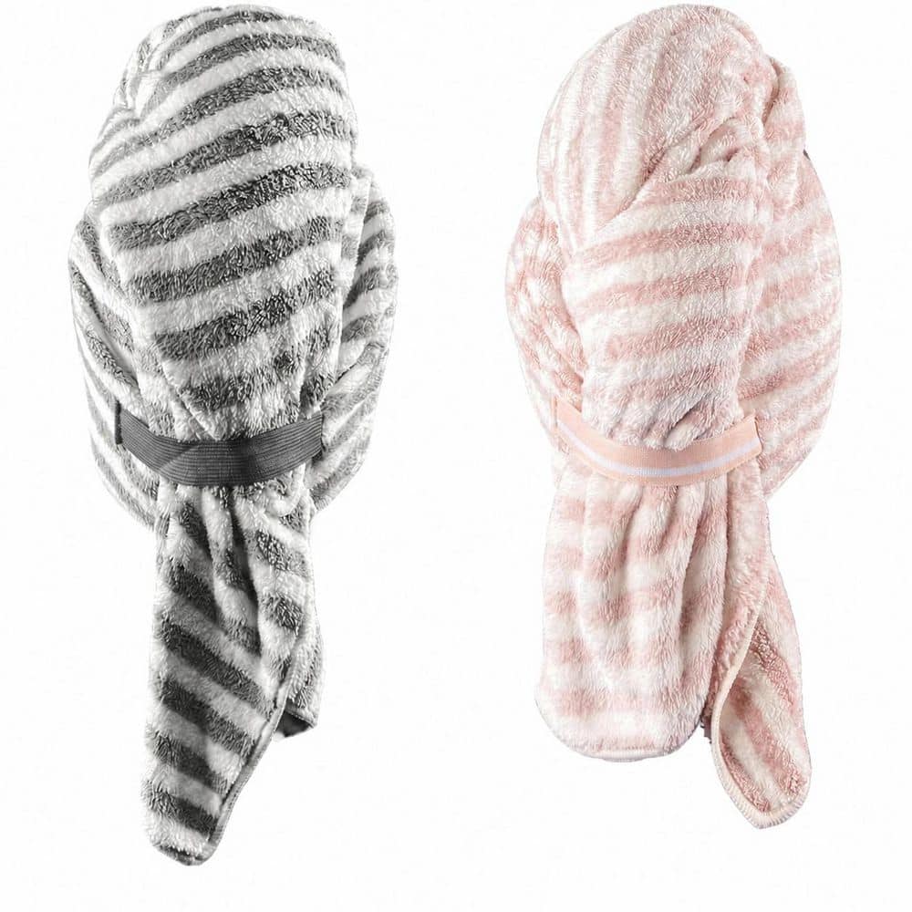 Pink and Gray Microfiber Hair Towel Wrap, Extra Large, Super Absorbent, 2-Pack for Curly Hair price history on PriceWatchPro