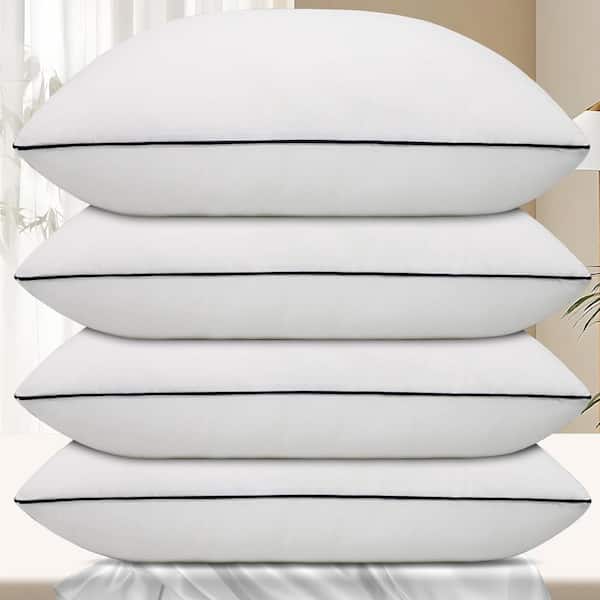 20 x 28 in. Hypoallergenic Gray Edged 100% Cotton Standard Hotel Pillow, Easy Care-Queen, 1-Pack