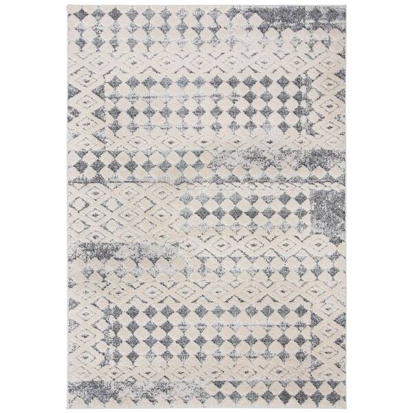 SAFAVIEH Martha Stewart Lucia Shag White/Light Gray Doormat 3 ft. x 4