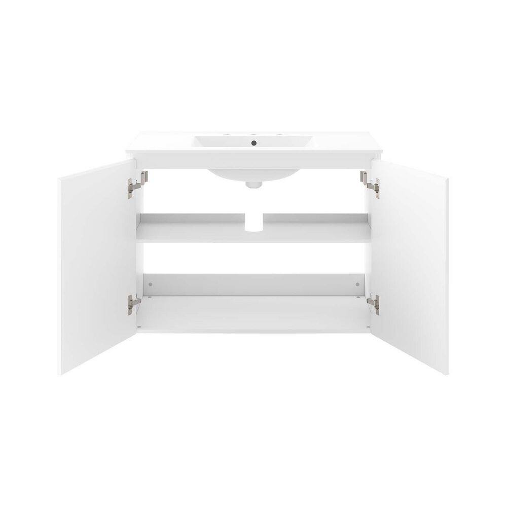 Bryn 36" White Ceramic Wall-Mount Bathroom Vanity