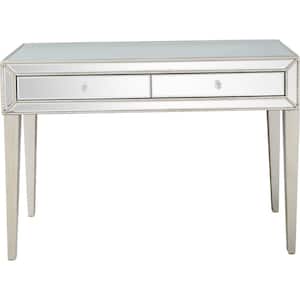 Alice 48 in. Silver Rectangle Mirrored Glass Console Table with Drawers